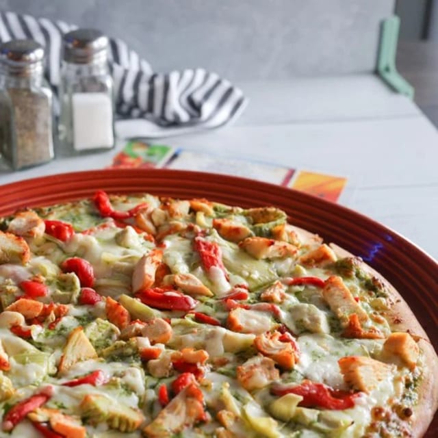 Chicken Pesto Pizza.