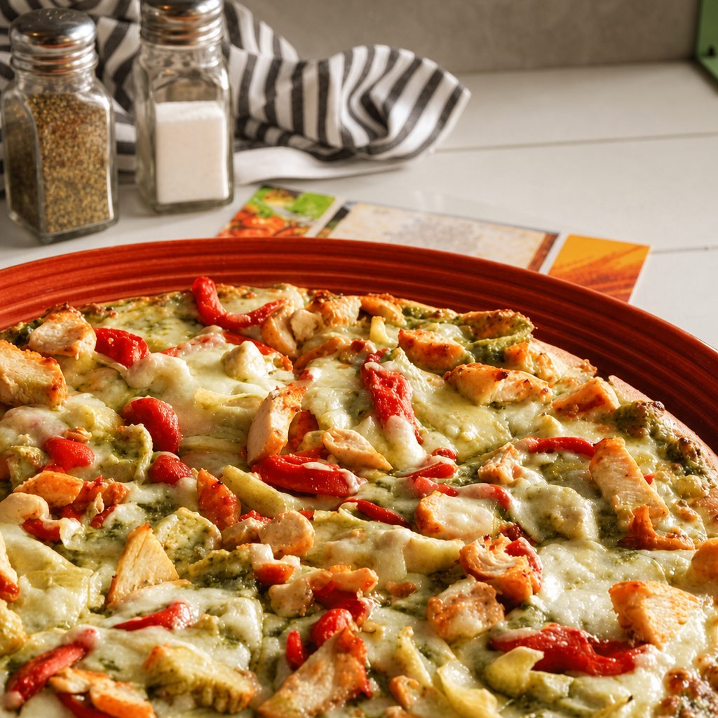 Chicken Pesto Pizza.