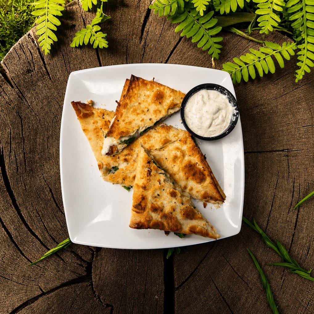 Four Cheese Spinach Quesadilla.