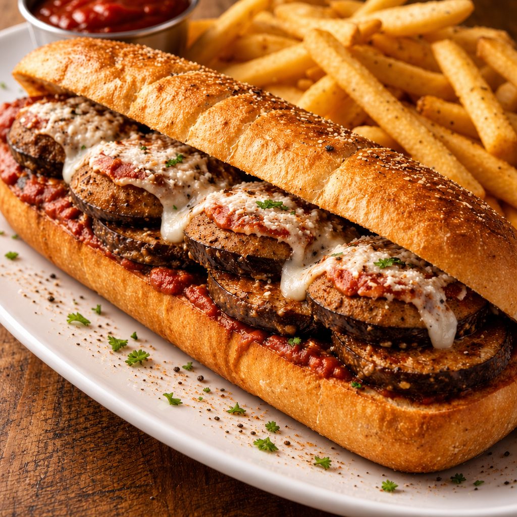 Eggplant Parmesan Sandwich.